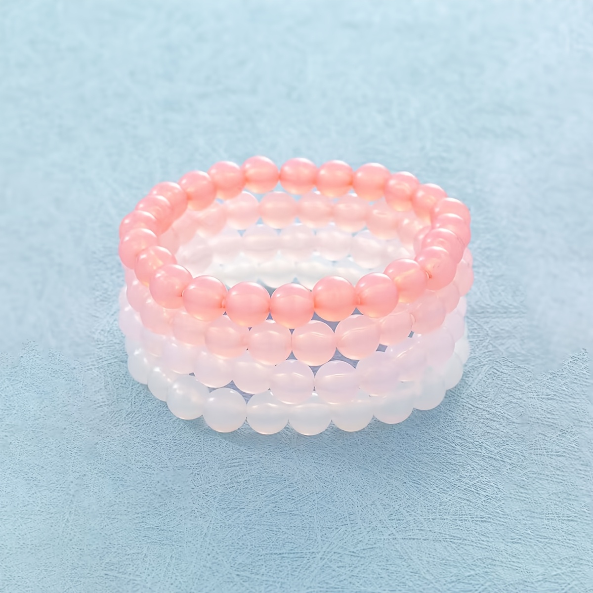 4pcs Gradient Bead Elastic Bracelet Set for Women